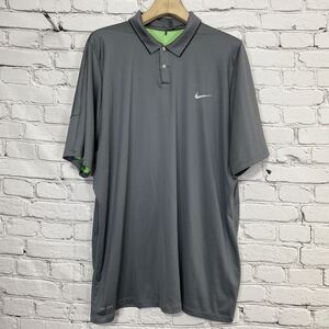 NIKE x Tiger‎ Woods Collection Size XXL Mens Snap Front Golf Polo Gray / Green